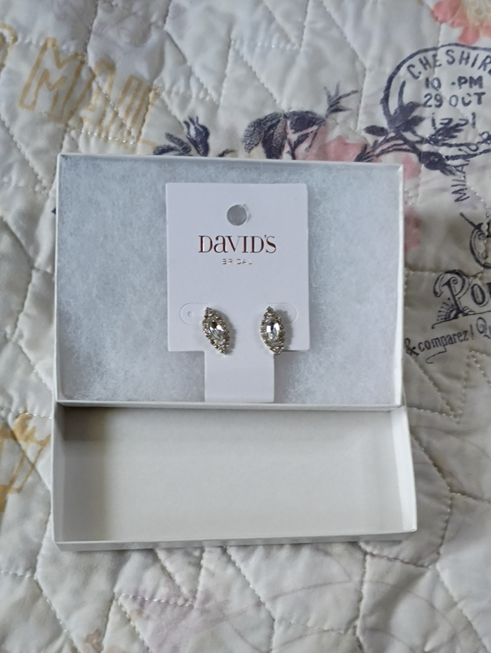 David's Bridal Silver Marquise Crystal Stud Earrings
